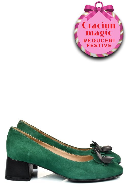 Pantofi verzi piele naturala intoarsa 5s77555