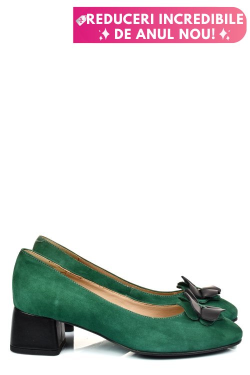 Pantofi verzi piele naturala intoarsa 5s77555