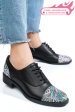 Pantofi negri floral piele naturala 1s7709