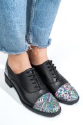 PANTOFI NEGRI FLORAL PIELE NATURALA 1S7709