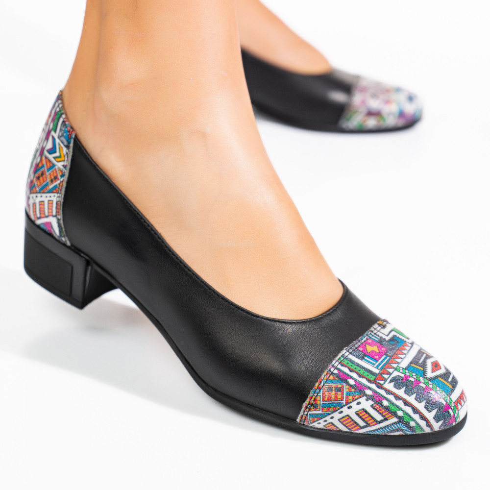 PANTOFI NEGRI COLOR PIELE NATURALA 1S77317