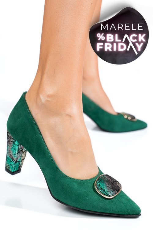 Pantofi verzi piele naturala intoarsa 5s77655