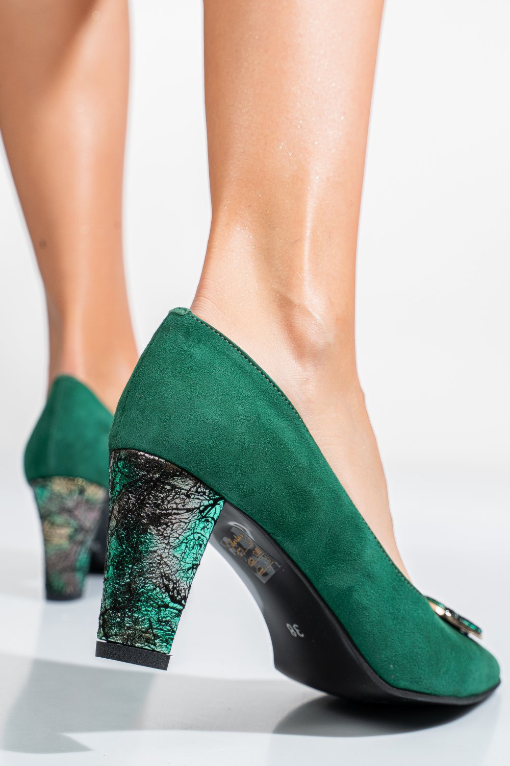 PANTOFI VERZI PIELE NATURALA INTOARSA 5S77655