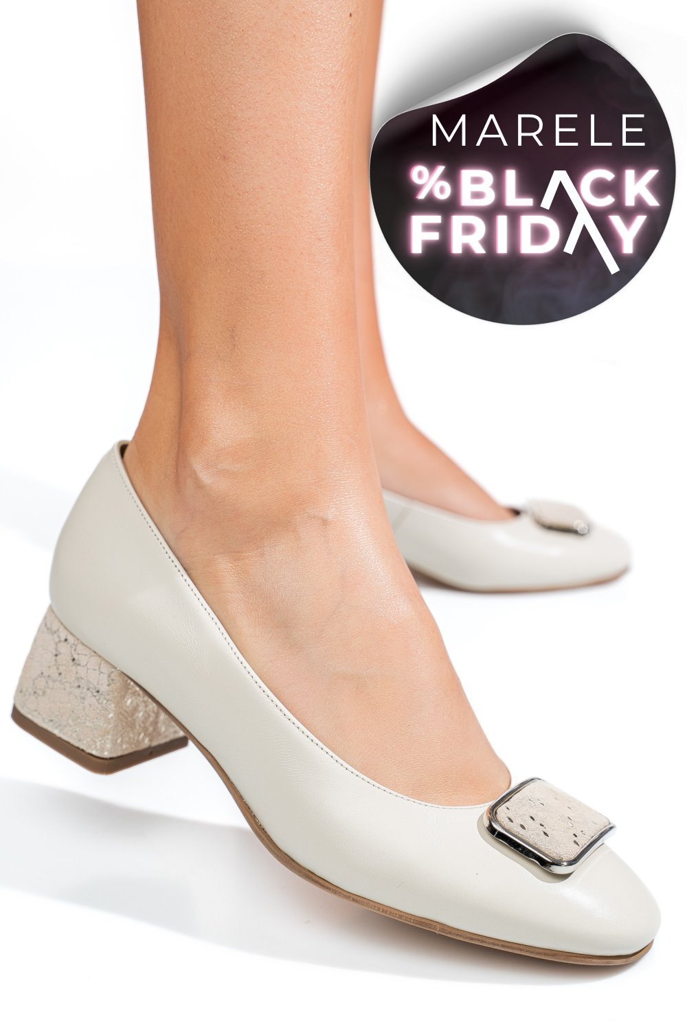 PANTOFI BEJ PIELE NATURALA 5S77544