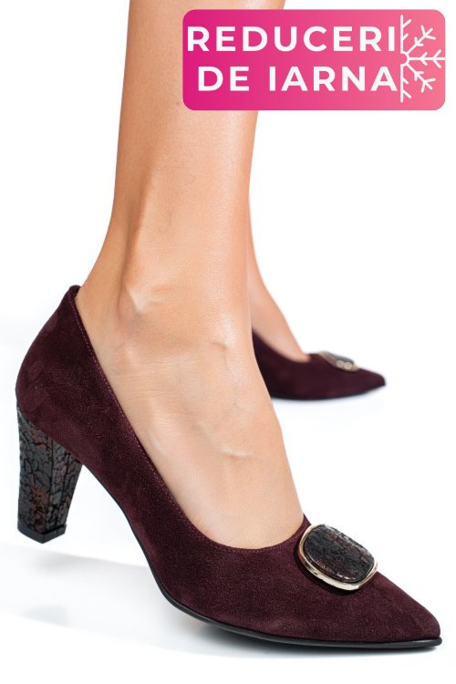 Pantofi visinii piele naturala intoarsa 5s77655