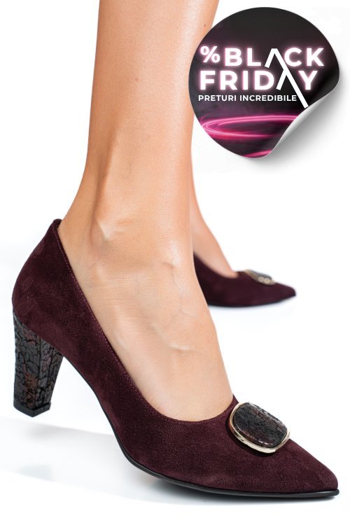 Pantofi visinii piele naturala intoarsa 5s77655