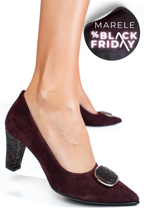 Pantofi visinii piele naturala intoarsa 5s77655