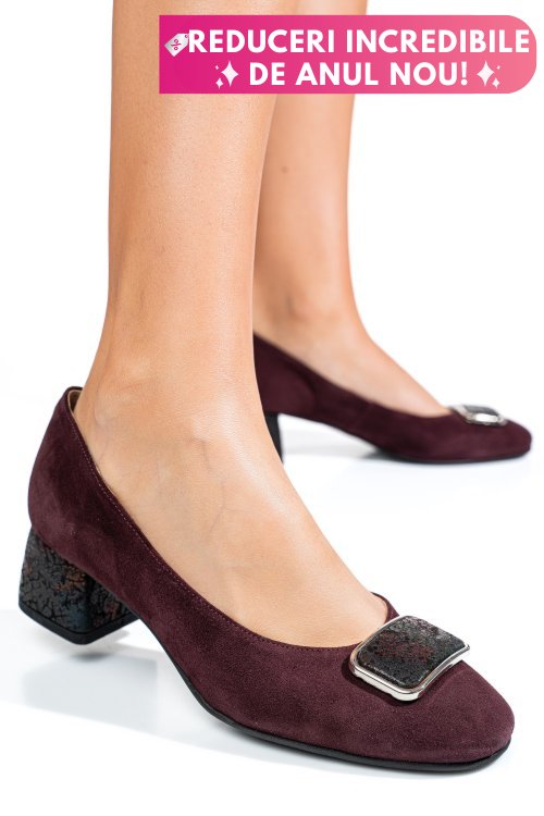 Pantofi visinii piele naturala intoarsa 5s77544