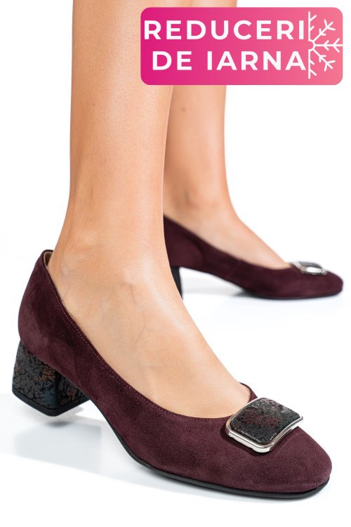 Pantofi visinii piele naturala intoarsa 5s77544