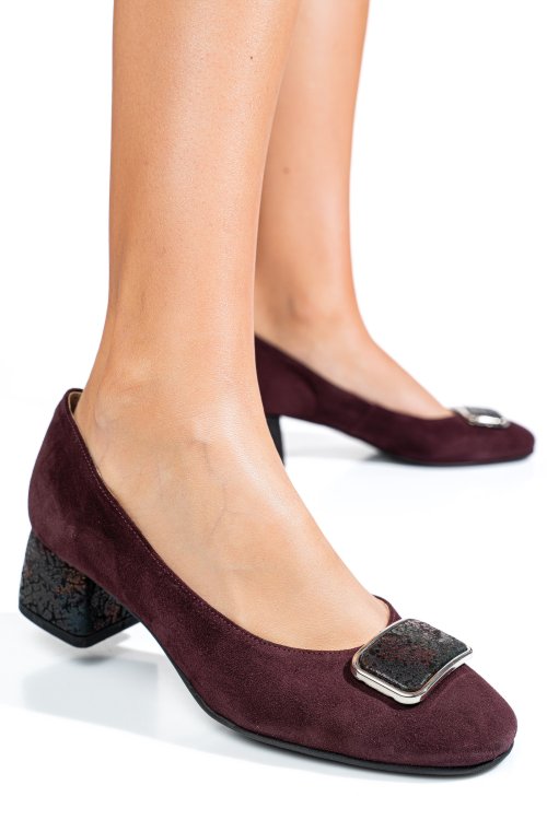 Pantofi visinii piele naturala intoarsa 5s77544
