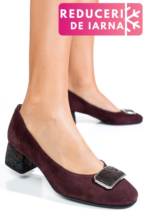 Pantofi visinii piele naturala intoarsa 5s77544