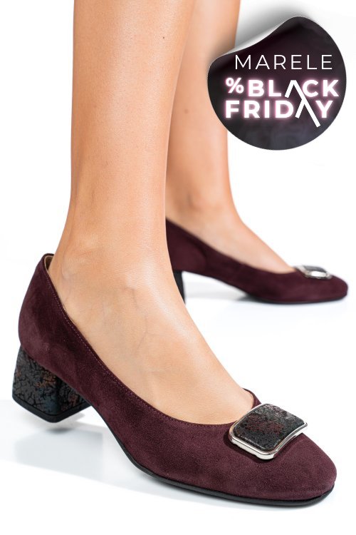 Pantofi visinii piele naturala intoarsa 5s77544