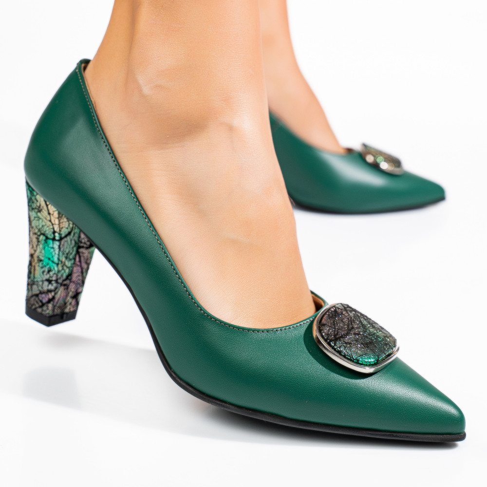 PANTOFI VERZI PIELE NATURALA 5S77655