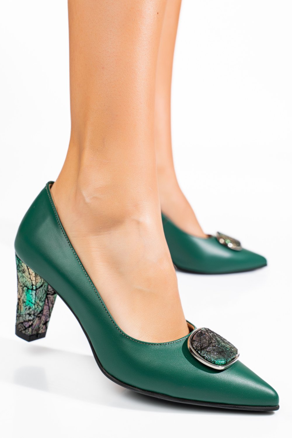 PANTOFI VERZI PIELE NATURALA 5S77655