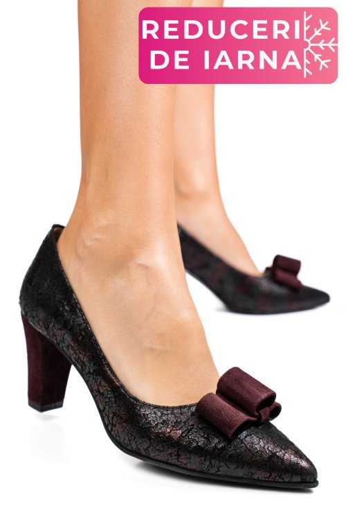 Pantofi visinii piele naturala 5s77665