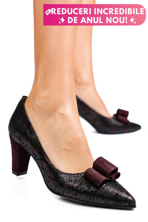 Pantofi visinii piele naturala 5s77665