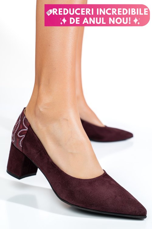 Pantofi visinii piele naturala intoarsa 5s77602