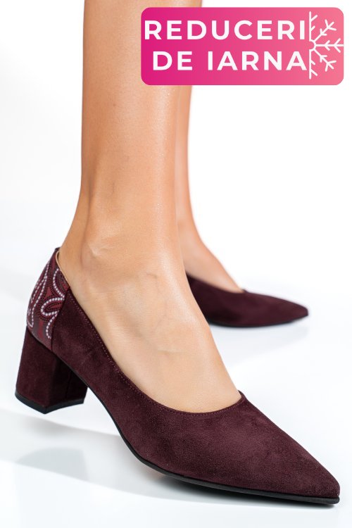 Pantofi visinii piele naturala intoarsa 5s77602