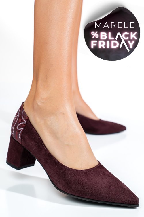 Pantofi visinii piele naturala intoarsa 5s77602