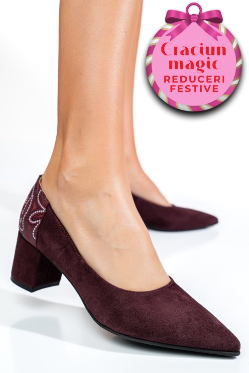 Pantofi visinii piele naturala intoarsa 5s77602