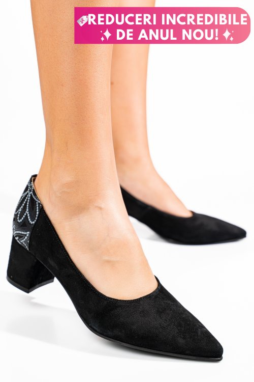Pantofi negri piele naturala intoarsa 5s77602