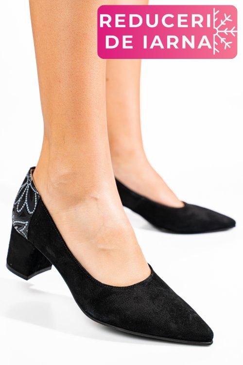 Pantofi negri piele naturala intoarsa 5s77602