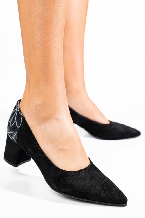 Pantofi negri piele naturala intoarsa 5s77602