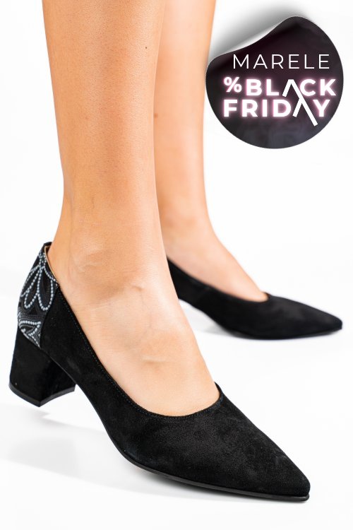 Pantofi negri piele naturala intoarsa 5s77602