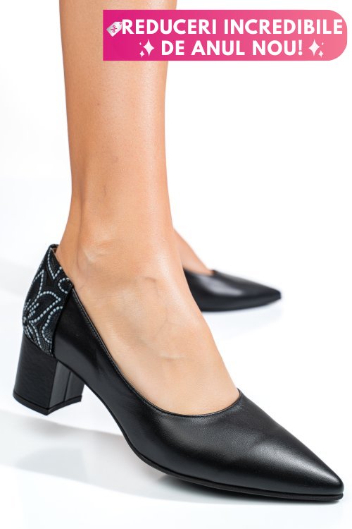 Pantofi negri piele naturala 5s77602