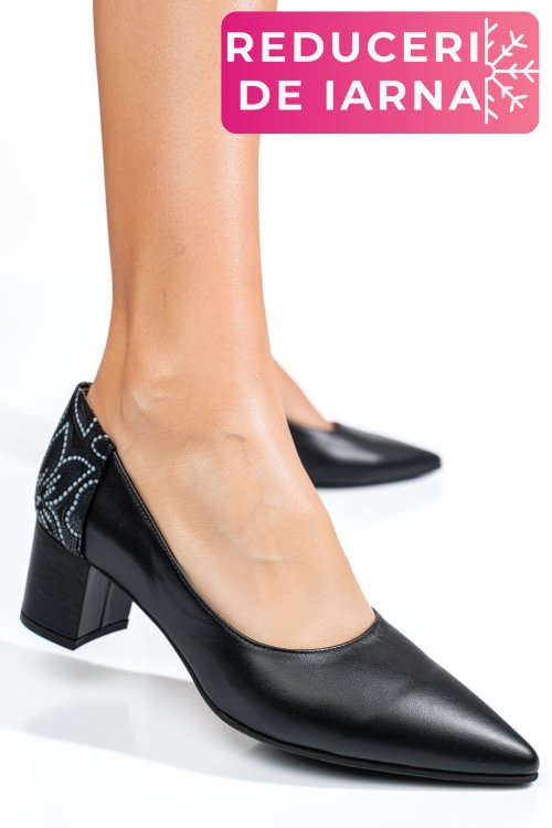 Pantofi negri piele naturala 5s77602