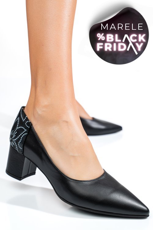 Pantofi negri piele naturala 5s77602