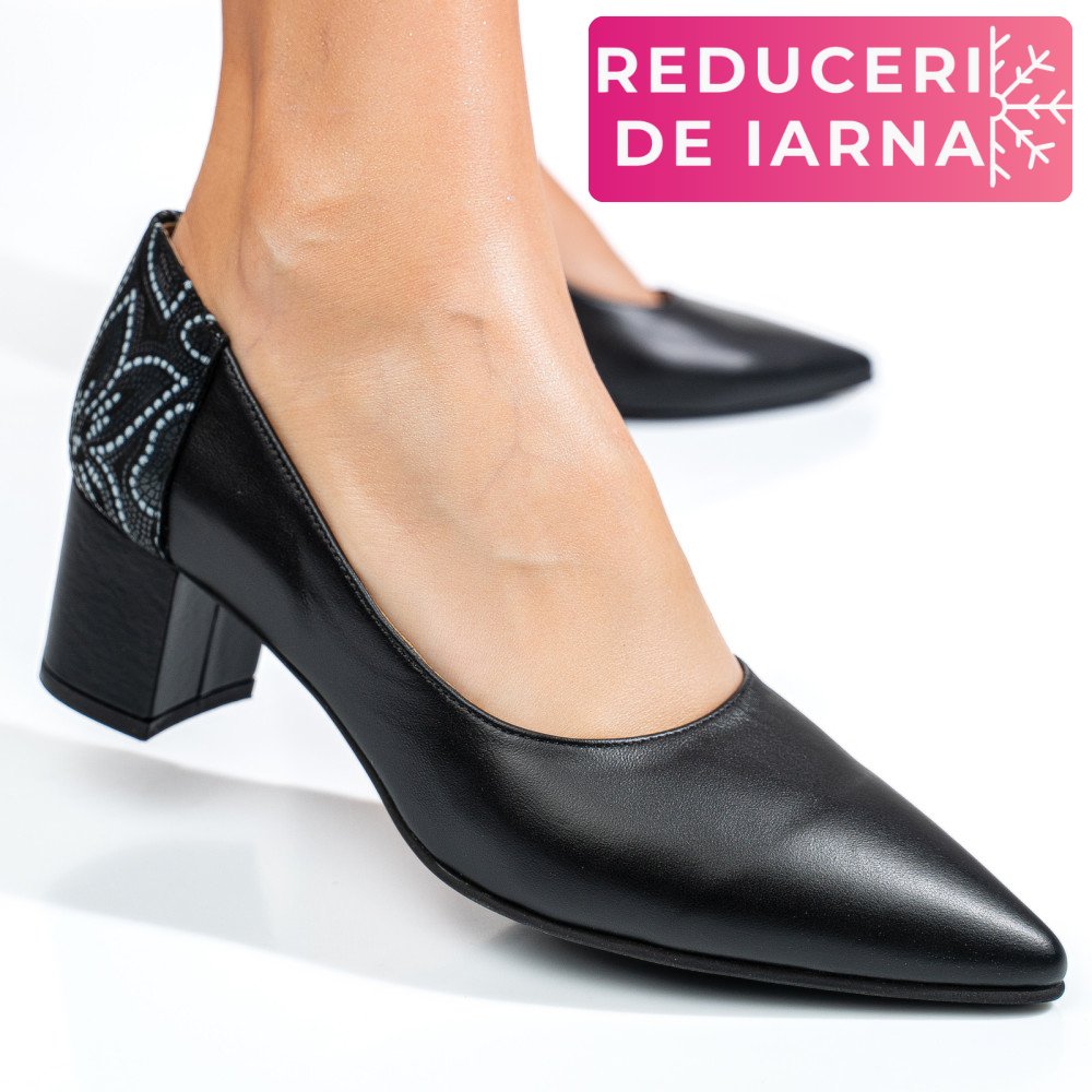 PANTOFI NEGRI PIELE NATURALA 5S77602