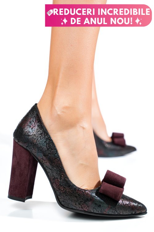 Pantofi visinii piele naturala 5905nef