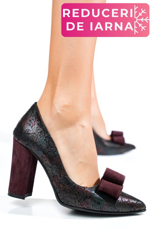 Pantofi visinii piele naturala 5905nef