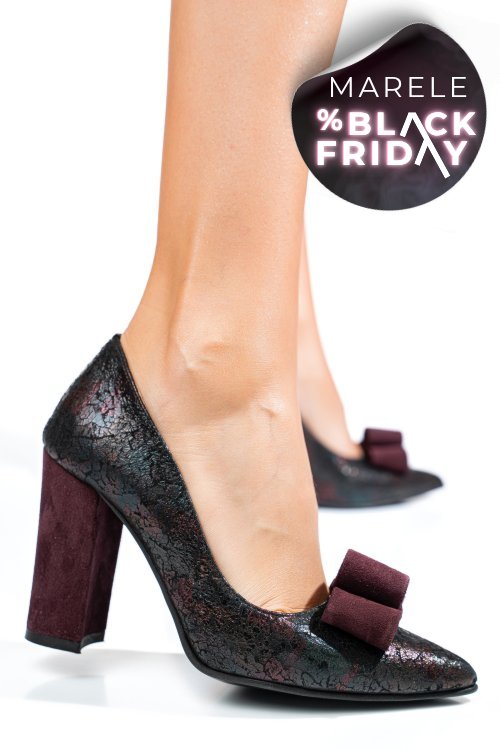 Pantofi visinii piele naturala 5905nef