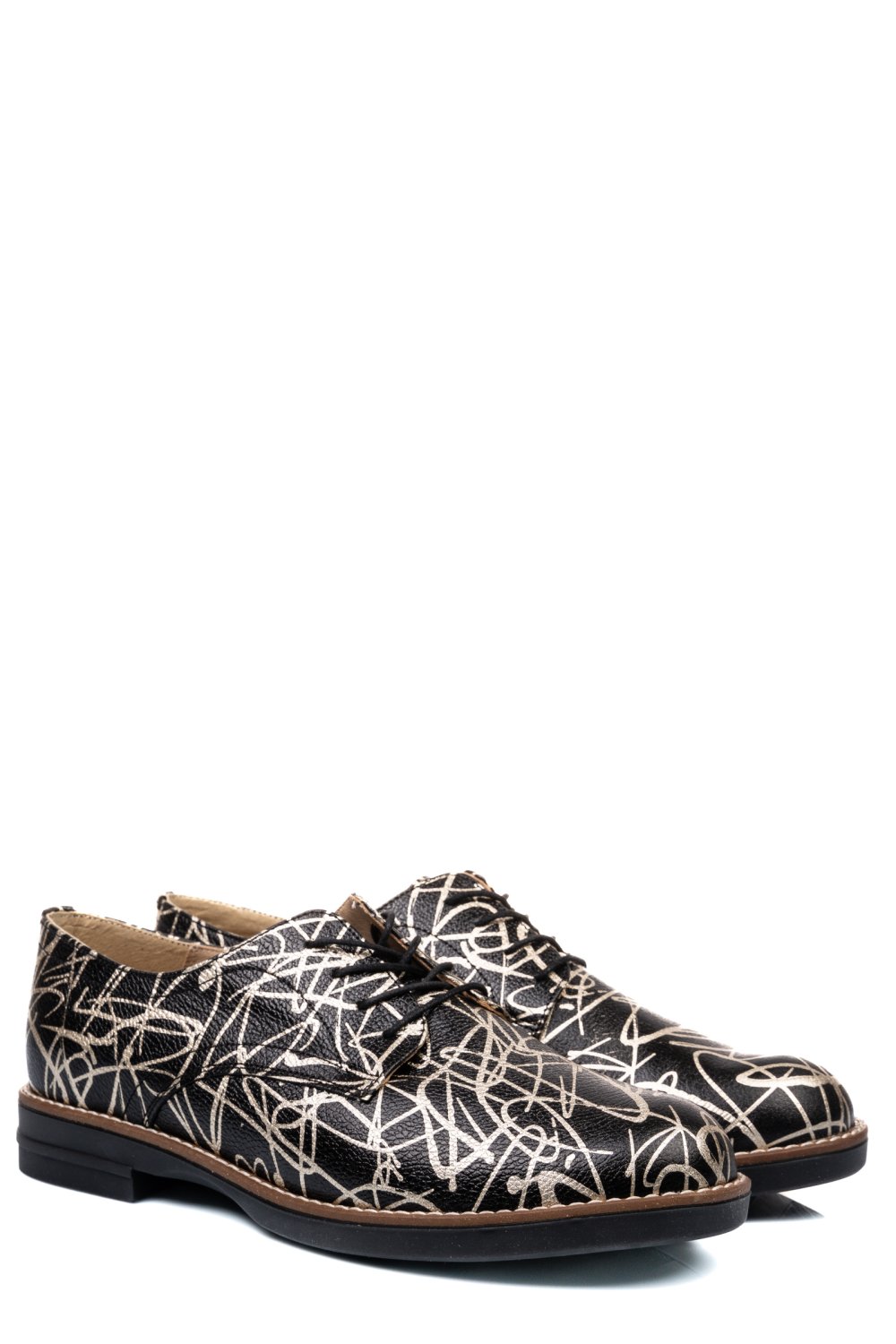 PANTOFI NEGRU AURIU PIELE NATURALA 2S77025