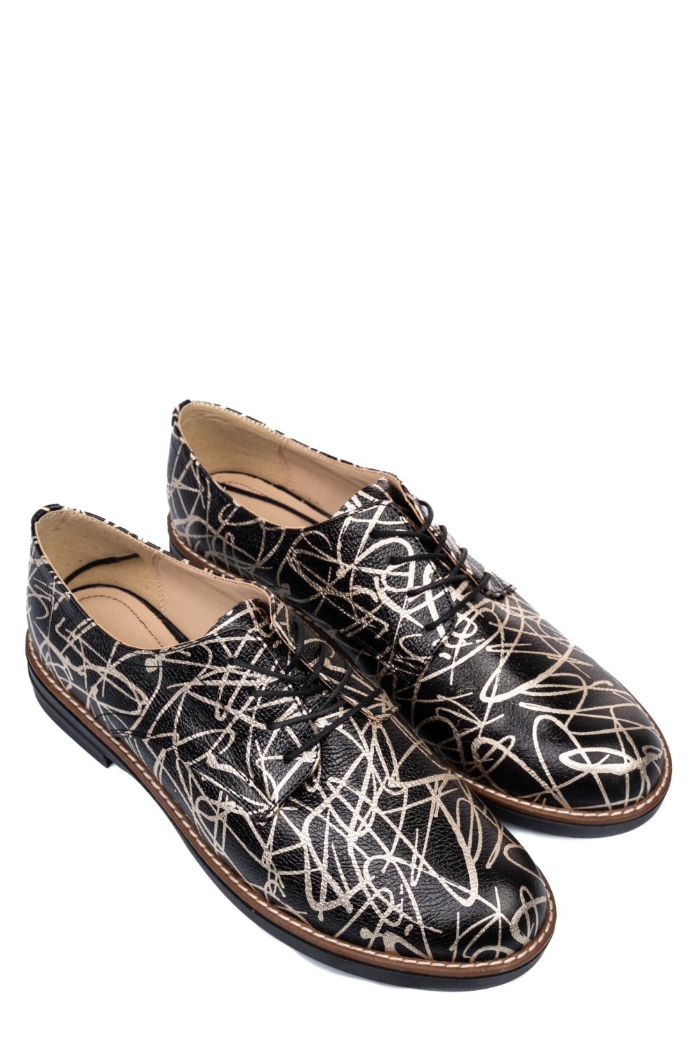PANTOFI NEGRU AURIU PIELE NATURALA 2S77025