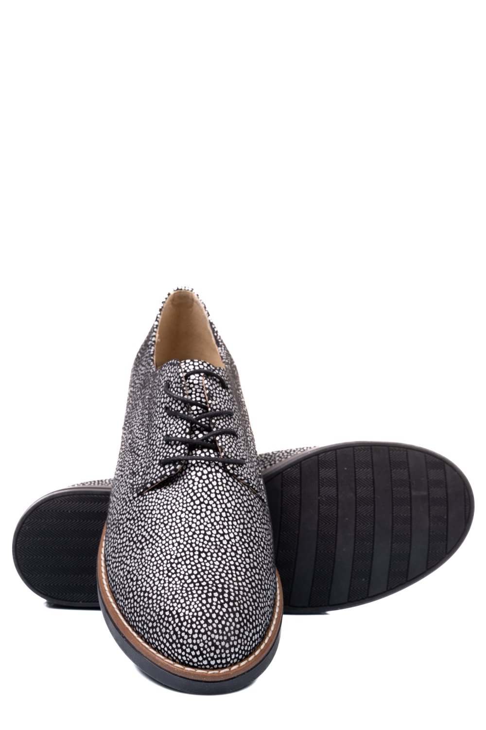 PANTOFI ARGINTIU NEGRU PIELE NATURALA 2S77025