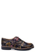 PANTOFI NEGRU GALBEN FLORAL PIELE NATURALA 2S77025