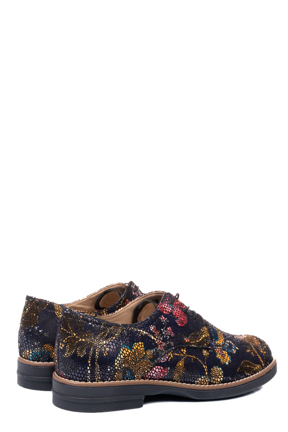 PANTOFI NEGRU GALBEN FLORAL PIELE NATURALA 2S77025