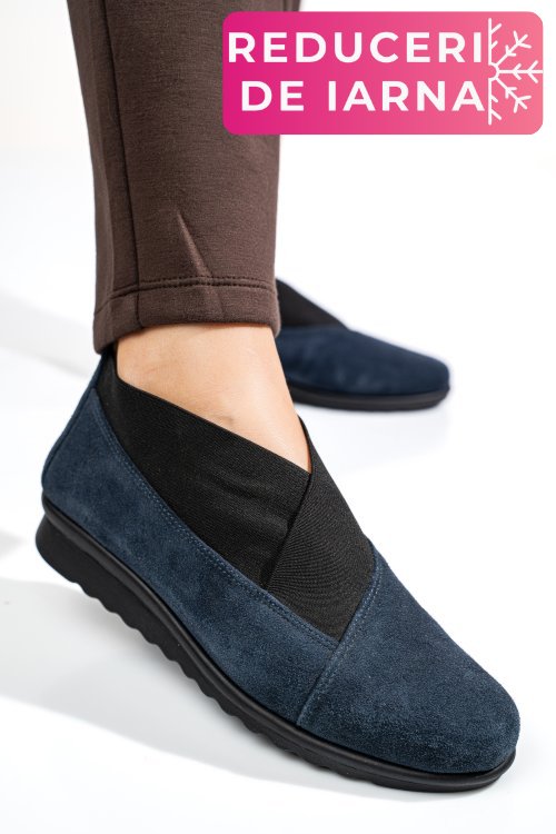 Pantofi albastri piele naturala intoarsa dw20-a160