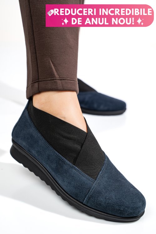 Pantofi albastri piele naturala intoarsa dw20-a160