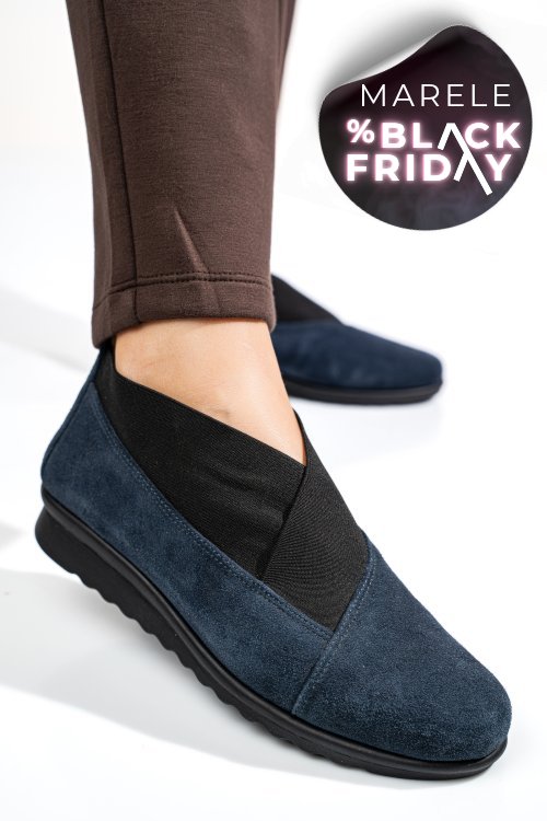 Pantofi albastri piele naturala intoarsa dw20-a160