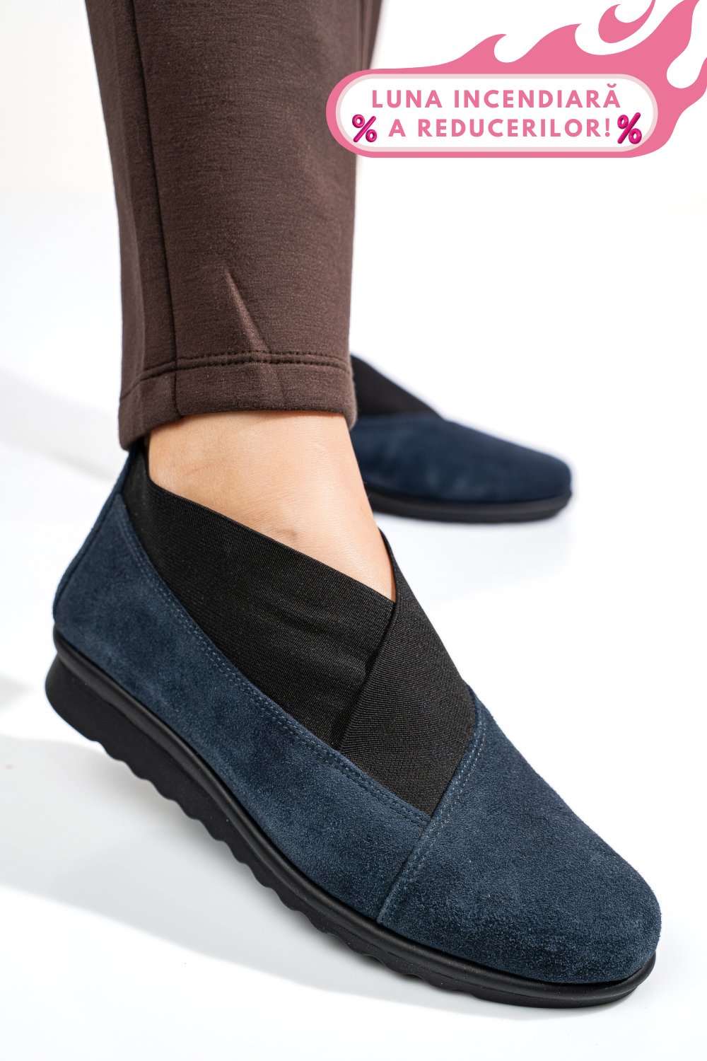 PANTOFI ALBASTRI PIELE NATURALA INTOARSA DW20-A160