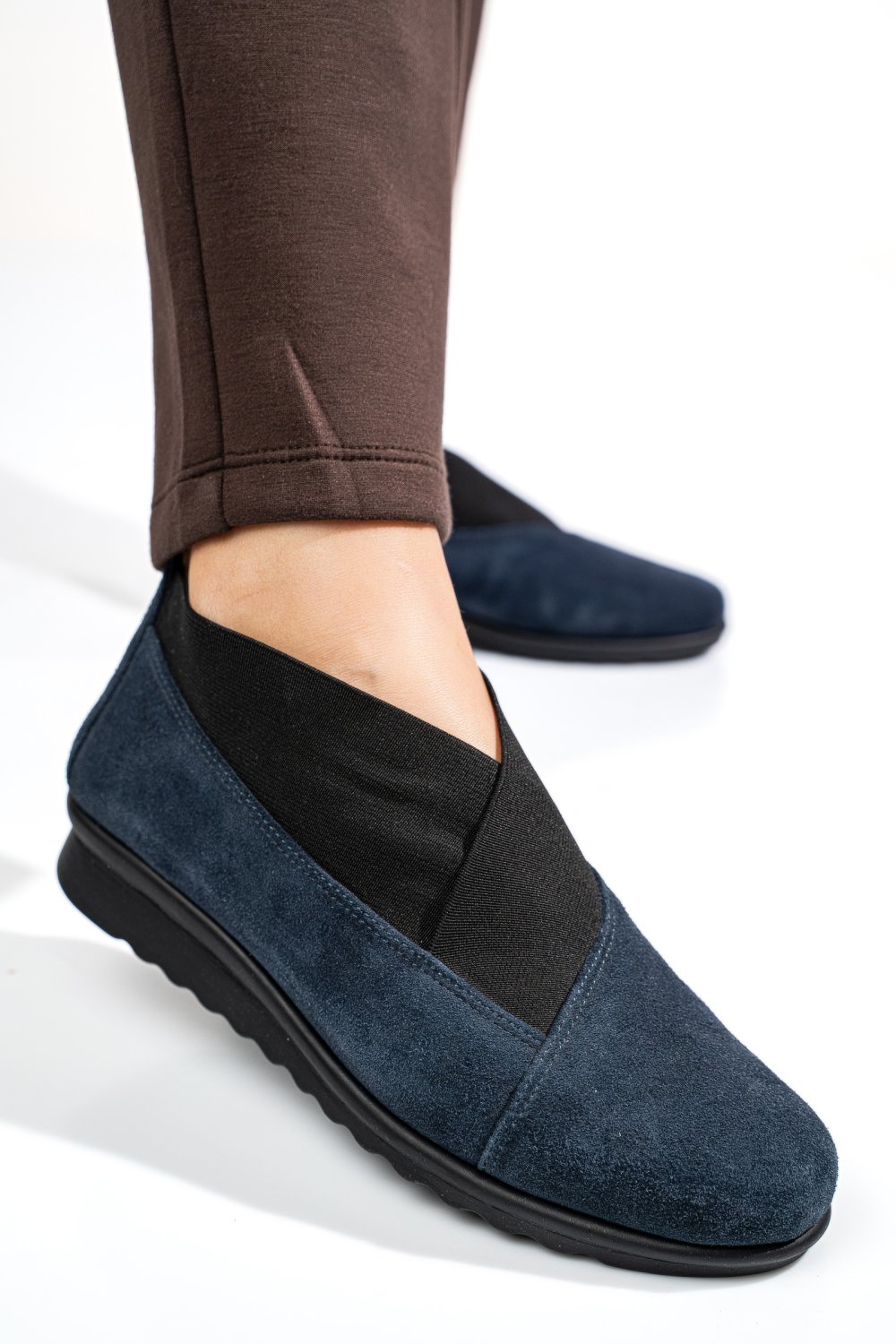 PANTOFI ALBASTRI PIELE NATURALA INTOARSA DW20-A160