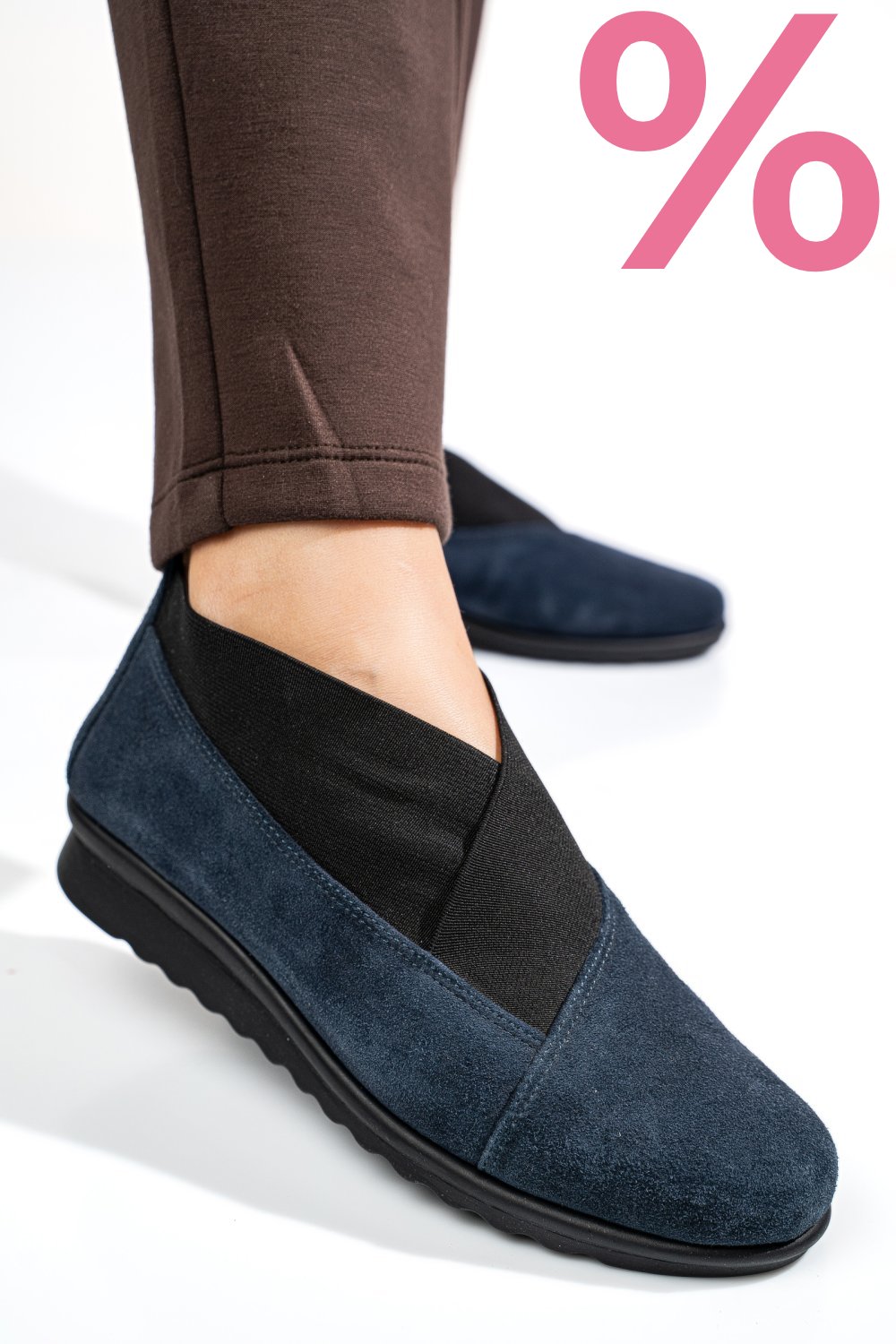 PANTOFI ALBASTRI PIELE NATURALA INTOARSA DW20-A160