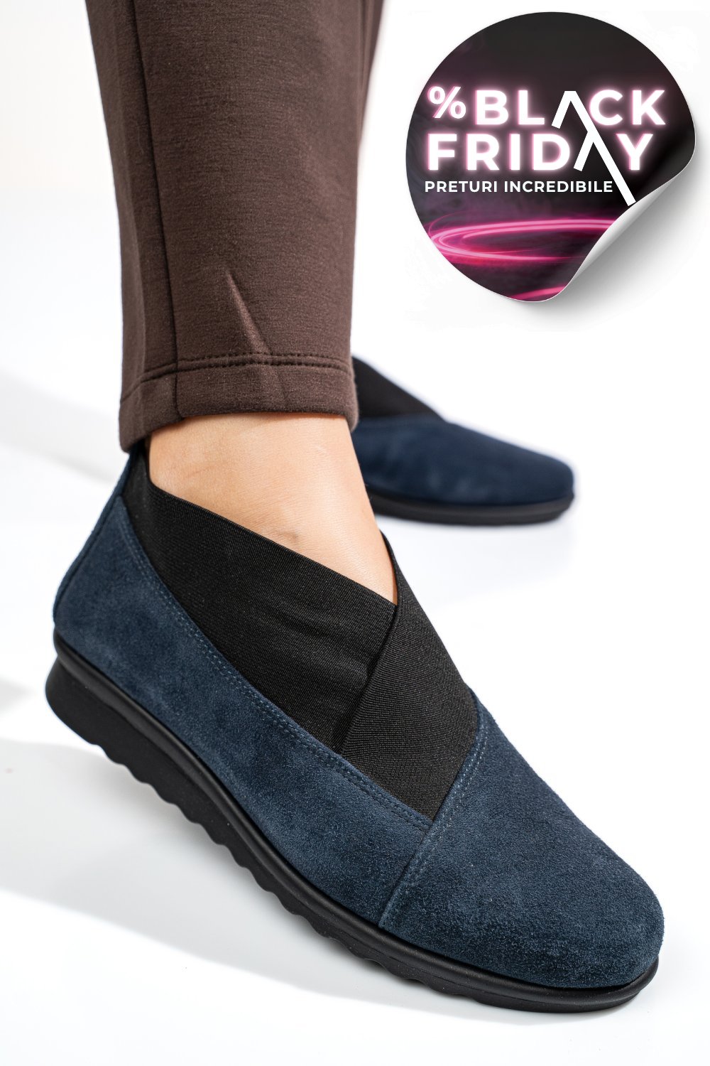 PANTOFI ALBASTRI PIELE NATURALA INTOARSA DW20-A160