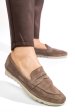 Mocasini bej piele naturala intoarsa cdw23-c122