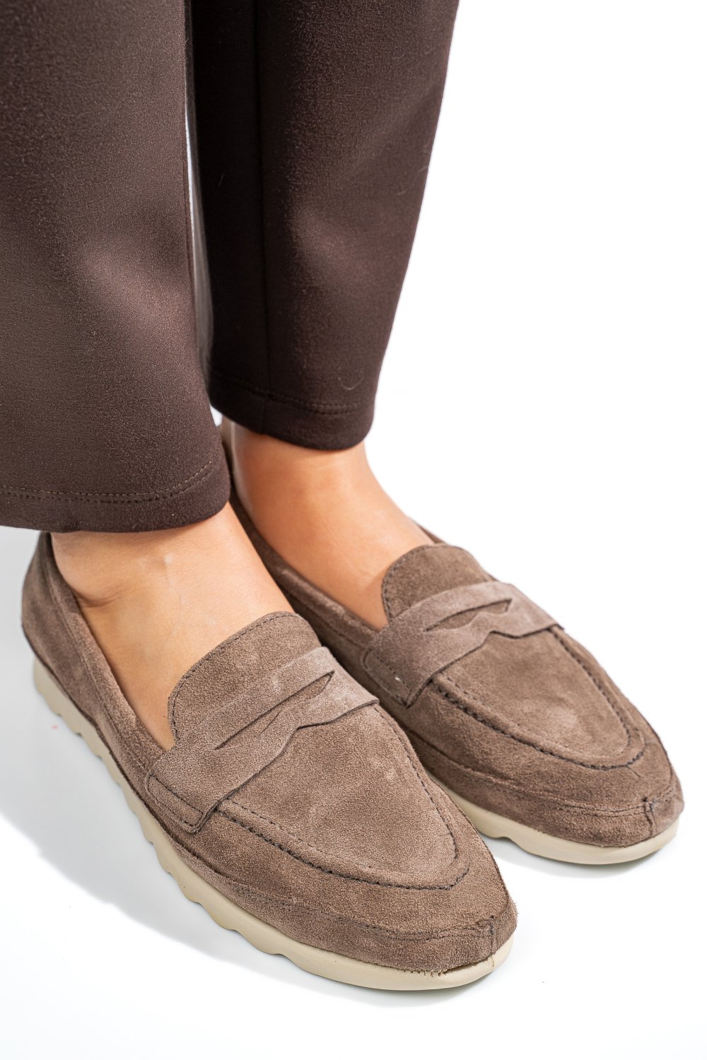 MOCASINI BEJ PIELE NATURALA INTOARSA CDW23-C122