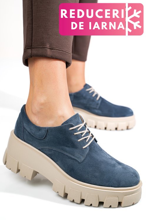 Pantofi bleu piele naturala intoarsa 2s77080